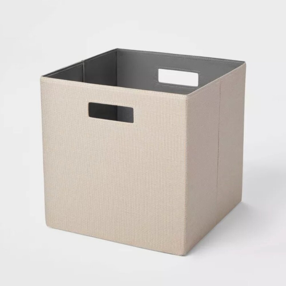 Cube Storage: 13" x 13" Fabric Bin Woven Yarn Dye Light Taupe - Brightroom, NWT
